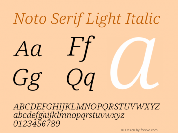 Noto Serif Light Italic Version 2.000 Font Sample