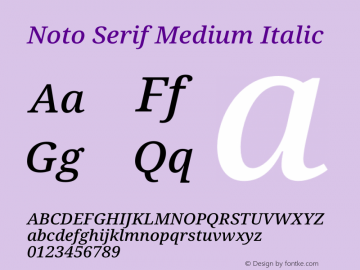 Noto Serif Medium Italic Version 2.000 Font Sample