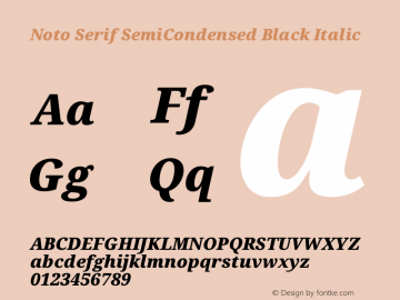 Noto Serif SemiCondensed Black Italic Version 2.000 Font Sample