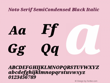 Noto Serif SemiCondensed Black Italic Version 2.000图片样张