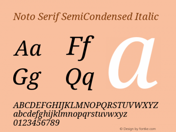 Noto Serif SemiCondensed Italic Version 2.000图片样张