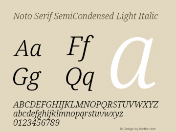 Noto Serif SemiCondensed Light Italic Version 2.000 Font Sample