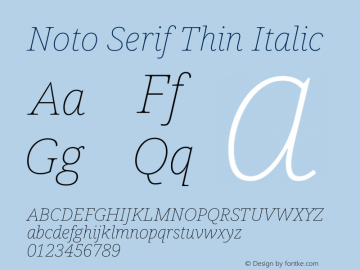 Noto Serif Thin Italic Version 2.000 Font Sample