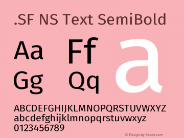 .SF NS Text Semi Version 4.106 Font Sample