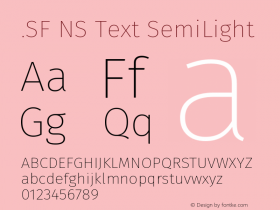 .SF NS Text SemiLight Version 4.106 Font Sample