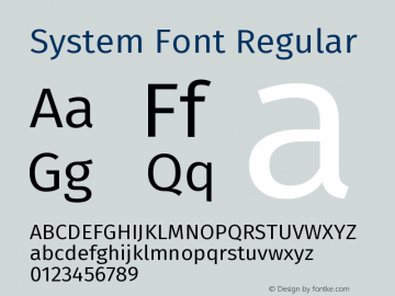 System Font Version 4.106 Font Sample