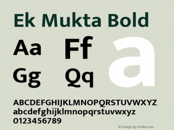 Ek Mukta Bold Version 2.538;PS 1.002;hotconv 16.6.51;makeotf.lib2.5.65220; ttfautohint (v1.6) Font Sample