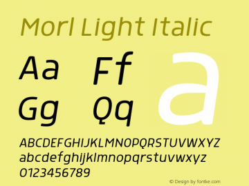 Morl-LightItalic Version 1.000 Font Sample