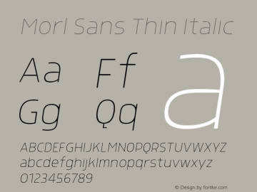 MorlSans-ThinItalic Version 1.000图片样张