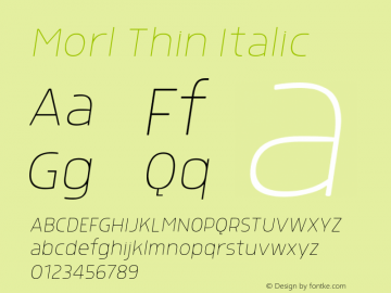 Morl Thin Italic Version 1.000 Font Sample