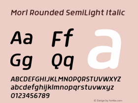 Morl Rounded SemiLight Italic Version 1.000 Font Sample