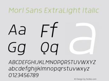 Morl Sans ExtraLight Italic Version 1.000图片样张