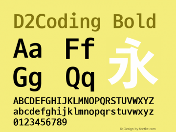 D2Coding Bold  Font Sample