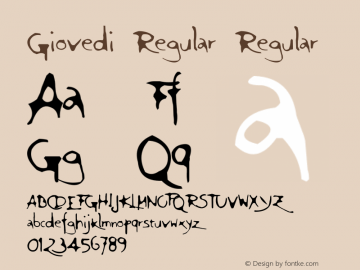 Giovedi Regular Regular October 10, 1999; 1.00, initial release Font Sample