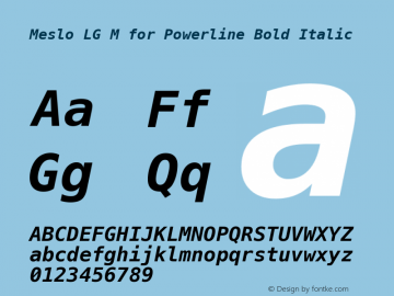 Meslo LG M Bold Italic for Powerline 1.210 Font Sample