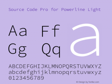 Source Code Pro Light for Powerline Version 2.030;PS 1.0;hotconv 16.6.51;makeotf.lib2.5.65220图片样张