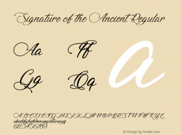 Signature of the Ancient Version 1.000 Font Sample