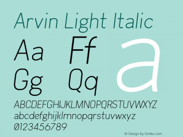 Arvin Light Italic Version 1.00 June 6, 2017, initial release图片样张