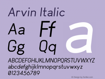 Arvin Italic Version 1.00 June 6, 2017, initial release图片样张