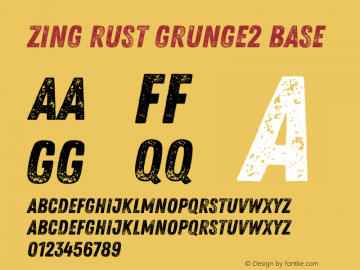 Zing Rust Grunge2 Base Version 1.000;PS 001.000;hotconv 1.0.88;makeotf.lib2.5.64775 Font Sample