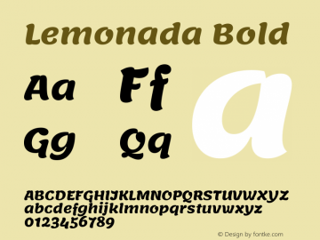 Lemonada Bold Version 4.002 Font Sample