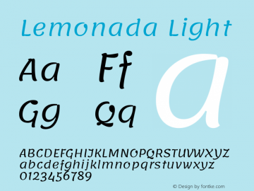 Lemonada Light Version 4.002 Font Sample