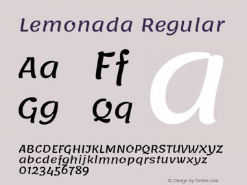 Lemonada Regular Version 4.002;PS 004.002;hotconv 1.0.88;makeotf.lib2.5.64775 Font Sample