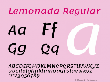 Lemonada Regular Version 4.002 Font Sample