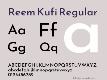 Reem Kufi Regular Version 0.005 Font Sample