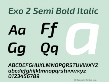 Exo 2 Semi Bold Italic Version 1.001;PS 001.001;hotconv 1.0.70;makeotf.lib2.5.58329; ttfautohint (v0.92) -l 8 -r 50 -G 200 -x 14 -w 