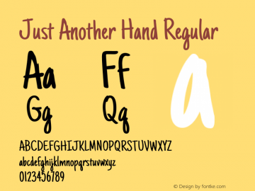 Just Another Hand Regular Version 1.000 Font Sample