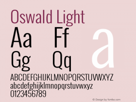 Oswald Light Version ; ttfautohint (v0.92.18-e454-dirty) -l 8 -r 50 -G 200 -x 0 -w 