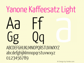 Yanone Kaffeesatz Light Version 1.003图片样张