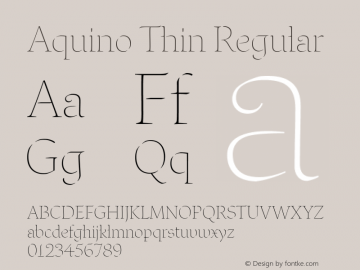 Aquino Thin Regular 1.000 Font Sample