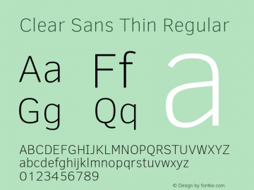 Clear Sans Thin Version 1.00 Font Sample