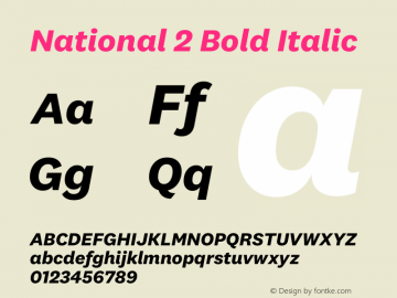 National 2 Bold Italic Regular Version 0.001;PS 0.1;hotconv 1.0.72;makeotf.lib2.5.5900 DEVELOPMENT;0图片样张