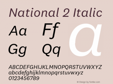 National2-Italic Version 0.001;PS 0.1;hotconv 1.0.72;makeotf.lib2.5.5900 DEVELOPMENT;0 Font Sample