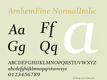 ArnhemFine-NormalItalic Version 1.200;PS 001.002;hotconv 1.0.38 Font Sample