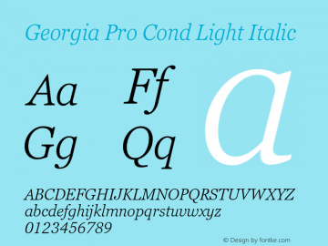 Georgia Pro Cond Light Italic Version 6.11 Font Sample