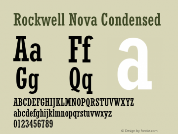 Rockwell Nova Cond Version 1.01 Font Sample