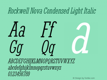 Rockwell Nova Cond Light Italic Version 1.01图片样张