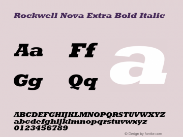 Rockwell Nova Extra Bold Italic Version 1.01 Font Sample
