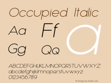 Occupied Italic Version 1.000 Font Sample