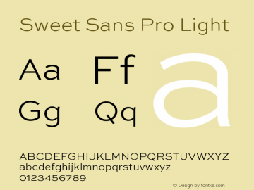 SweetSansPro-Light Version 1.000 Font Sample