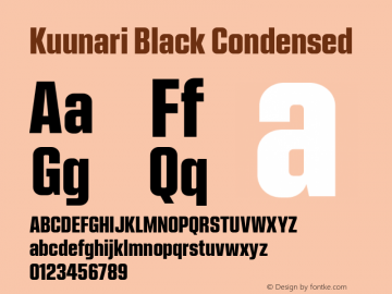 Kuunari Black Condensed Version 1.000;PS 001.000;hotconv 1.0.88;makeotf.lib2.5.64775图片样张