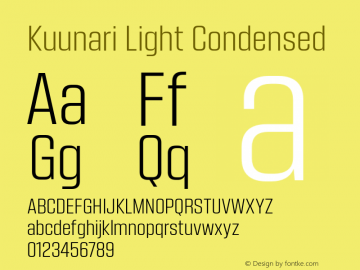 Kuunari Light Condensed Version 1.000;PS 001.000;hotconv 1.0.88;makeotf.lib2.5.64775 Font Sample