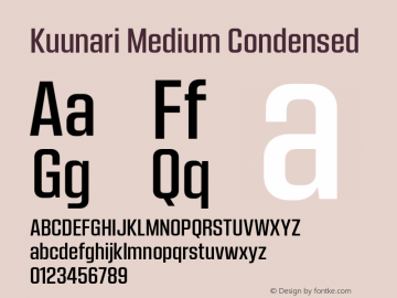 Kuunari Medium Condensed Version 1.000;PS 001.000;hotconv 1.0.88;makeotf.lib2.5.64775 Font Sample
