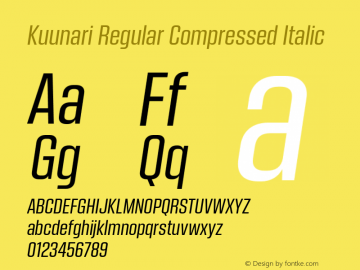 Kuunari Regular Compressed Italic Version 1.000;PS 001.000;hotconv 1.0.88;makeotf.lib2.5.64775 Font Sample