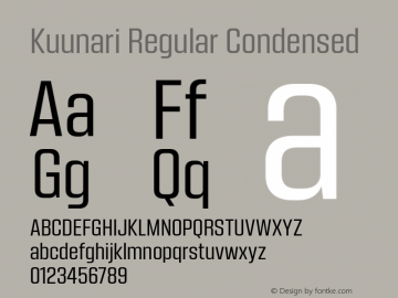 Kuunari Regular Condensed Version 1.000;PS 001.000;hotconv 1.0.88;makeotf.lib2.5.64775 Font Sample