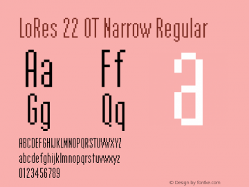 Lo-Res 22 Narrow Version 1.00, SI, December 9, 2002, initial release Font Sample